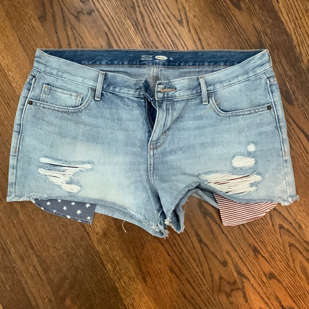Old Navy Denim Shorts Red White & Blue Pockets